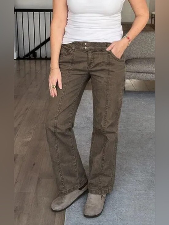 Flamingals Pants - Flamingals Mid-rise Solid Seam Front Straight Leg Pants NWT Women's Medium